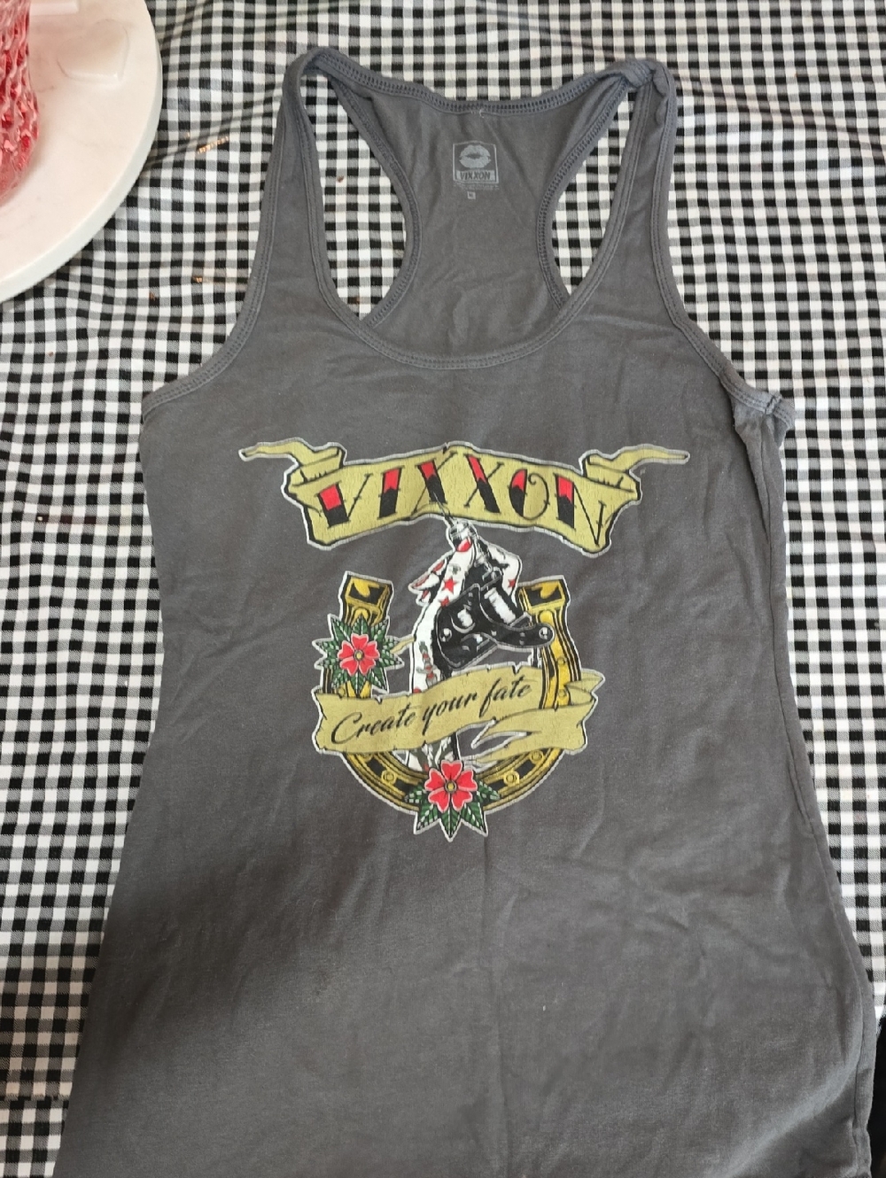 Grey Graphic Racerback Tank Top - Create Your Fate